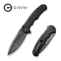 Civivi Knife Button Lock Praxis Black Aluminum, Damascus (C18026E-DS1)