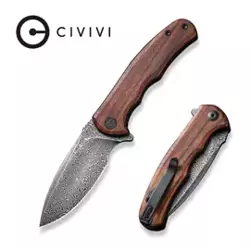 Civivi Knife Mini Praxis Guibourtia Wood, Black Hand Rubbed Damascus (C18026C-DS1)