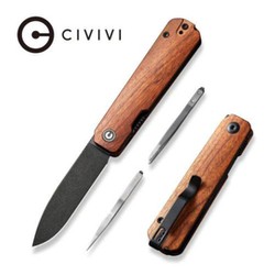 Civivi Knife Sendy Guibourtia Wood, Black Stonewashed Nitro-V by Ben Petersen (C21004A-2)