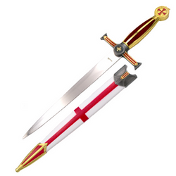 Decor Habitat Templar Dagger Gold/Red ABS, Satin (10825R)