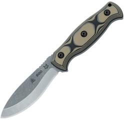 Fox Ego Black/Coyote Tan G10 Knife, Stonewashed AISI 1095 by Alfredo Doricchi (TK-FX01)