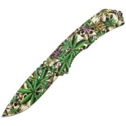 Herbertz CJH Knife with 3D Skulls/Hemp Leaves Print, Colorful 420 (581712)