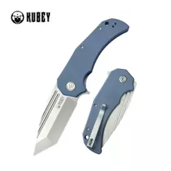 Kubey Bravo One Tanto Knife Blue G10, Beadblasted AUS-10 by Mikkel Willumsen (KU318E)