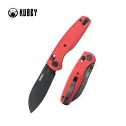 Kubey Breeze Knife Red G10, Blackwashed 14C26N by Caleb Waldman (KU288F)