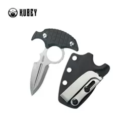 Kubey Cavy Pushdagger Black G10, Stonewashed 14C28N by MUZI Design (KU403A)