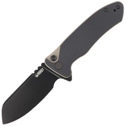 Kubey Creon Knife Black/Tan G10, Blackwashed AUS-10 (KU336F)