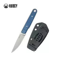 Kubey Knife JL Blue Micarta, Bead Blasted 14C28N by Justin Lundquist (KU356B)