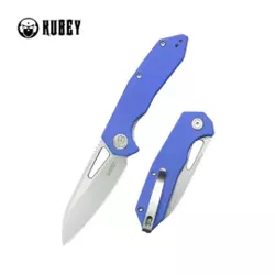 Kubey Knife Vagrant Blue G10, Sand Blasted 14C28N by Maksim Tkachuk (KU291P)