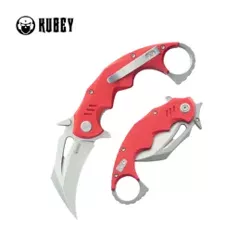 Kubey Mini Wrath Knife Red G10, Beadblasted 14C26N by MUZI Design (KU262D)