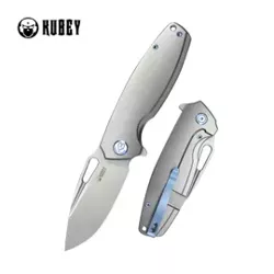 Kubey Tityus Knife Gray Titanium, Bead Blasted 14C28N (KB360A)