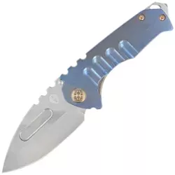 Medford Praetorian Genesis T Drop Point, Blue Titanium, Bronze HW, Std Clip, NP3 Breaker, Tumbled S45VN (MK029STD-37A1-T1CS-BN)