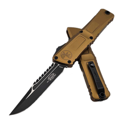 Microtech Combat Troodon Interceptor Gen III Signature OTF Knife Tan Aluminum, Black M390MK by Tony Marfione (1217-1TAS)