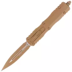 Microtech Dirac D/E Cerakote Tan Aluminum OTF KNife, Cerakote Tan M390 by Tony Marfione (225-1CTA)