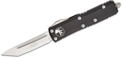 Microtech UTX-85 T/E Black Aluminum OTF Knife, Stonewashed P/S M390 (233-11)