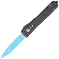 Microtech Ultratech D/E Jedi Knight Signature OTF Knife Tri-Grip Black Aluminum, Blue M390 by Tony Marfione (122-1JK)