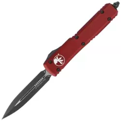 Microtech Ultratech D/E Merlot Red Aluminum Knife, Black M390 by Tony Marfione (122-1MR)