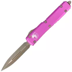 Microtech Ultratech D/E OTF Knife Violet Aluminum, Bronzed Apocalyptic M390 by Tony Marfione (122-13APVI)