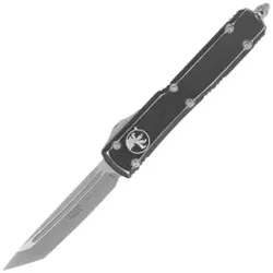 Microtech Ultratech T/E OTF Knife Distressed Black Aluminum, Apocalyptic M390 by Tony Marfione (123-10DBK)