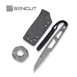 Sencut Texo Neck Knife Skeletonized, Stonewashed 9Cr18MoV by Ostal Hel (S23095-2)