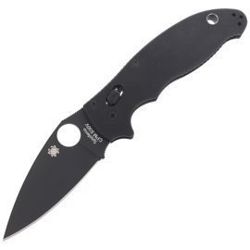 Spyderco Manix 2 G-10 Black / Black Blade PlainEdge Knife (C101GPBBK2)