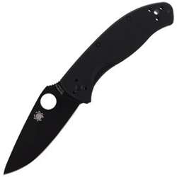 Spyderco Tenacious G-10 Black / Black Blade PlainEdge Knife (C122GBBKP)