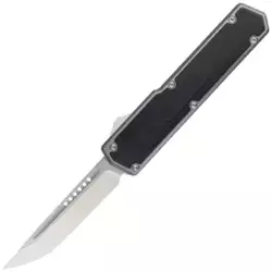 TacKnives TAKCOM Vigor V2 Black G10 / Grey Aluminum, Satin 154CM OTF automatic knife