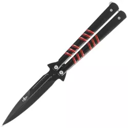 Third Decor Habitat Balisong Black/Red Stainless Steel, Black 420 Butterfly Knife (16070R)