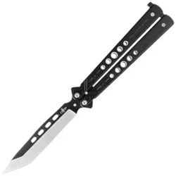 Third Decor Habitat Balisong Black Stainless Steel, Two-Tone 420 Butterfly Knife (K2098)