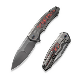 WE Knife Hyperactive Polished Gray Titanium/Lava Flow Fat Carbon, Polished Gray Vanax (WE23030-2)