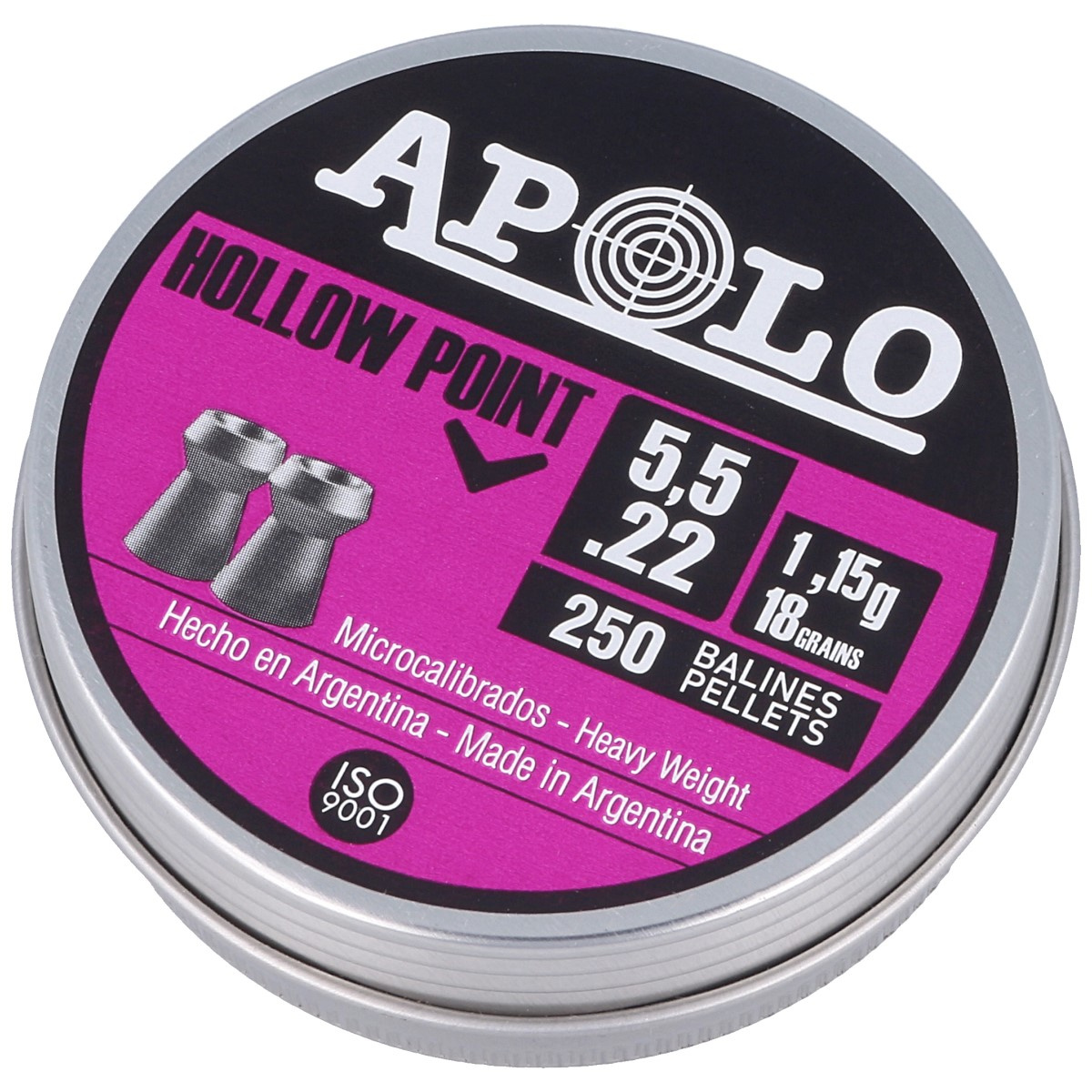 Apolo Hollow Point Extra Heavy Airgun Pellets .22 / 5.52mm, 250psc