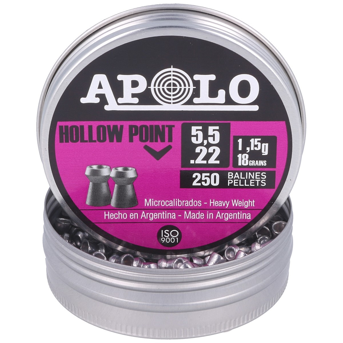 Apolo Hollow Point Extra Heavy Airgun Pellets .22 / 5.52mm, 250psc