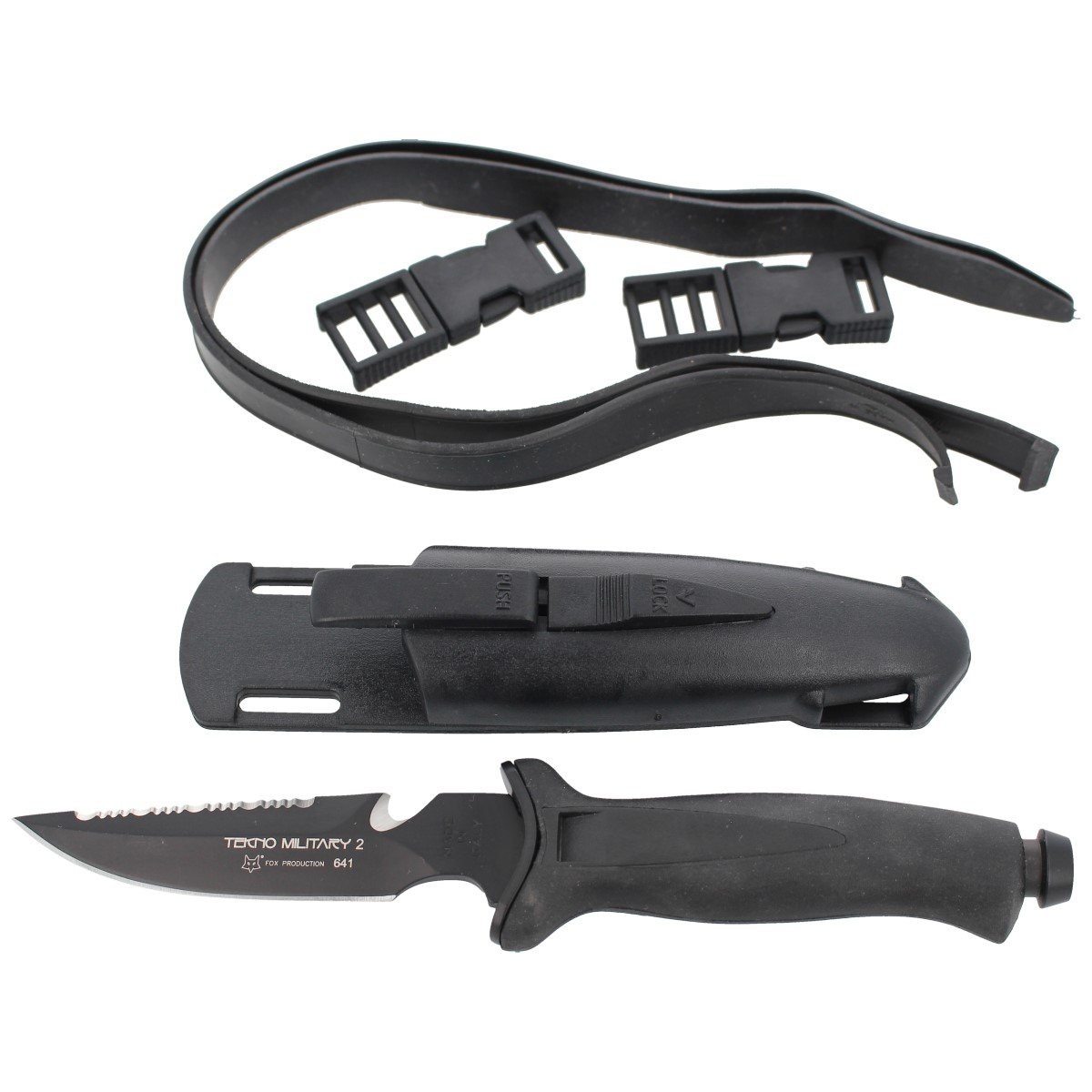 FOX Tekno Military 2 Black Diving Knife (641) KNIVES, SHARPENERS, TOOLS \ Knives by