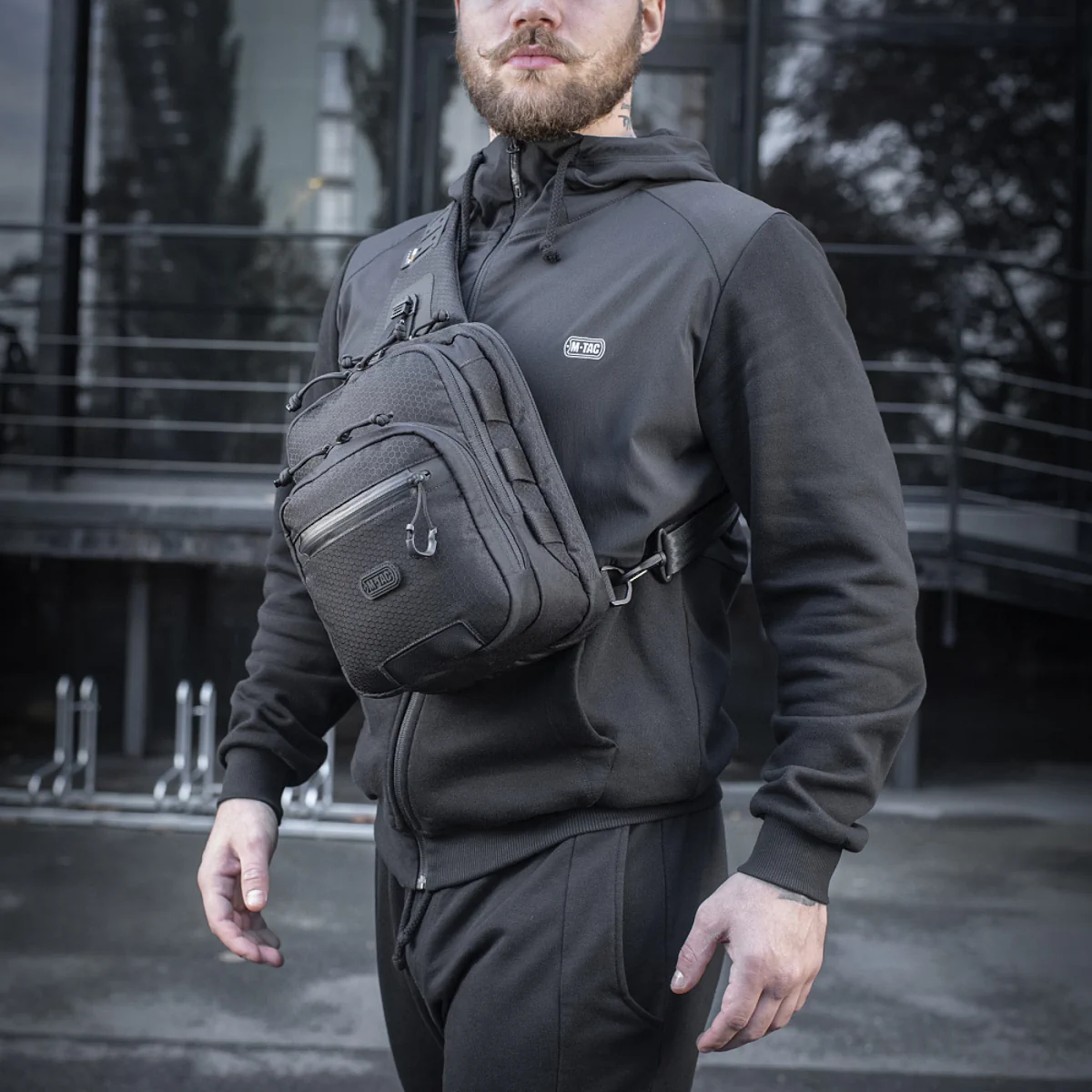 M-Tac Cross Bag Slim Elite Hex Black (10210002) black1, OUTDOOR \  Backpacks, Bags, Pokrowce, Kieszenie \ Bags \ Shoulder bags