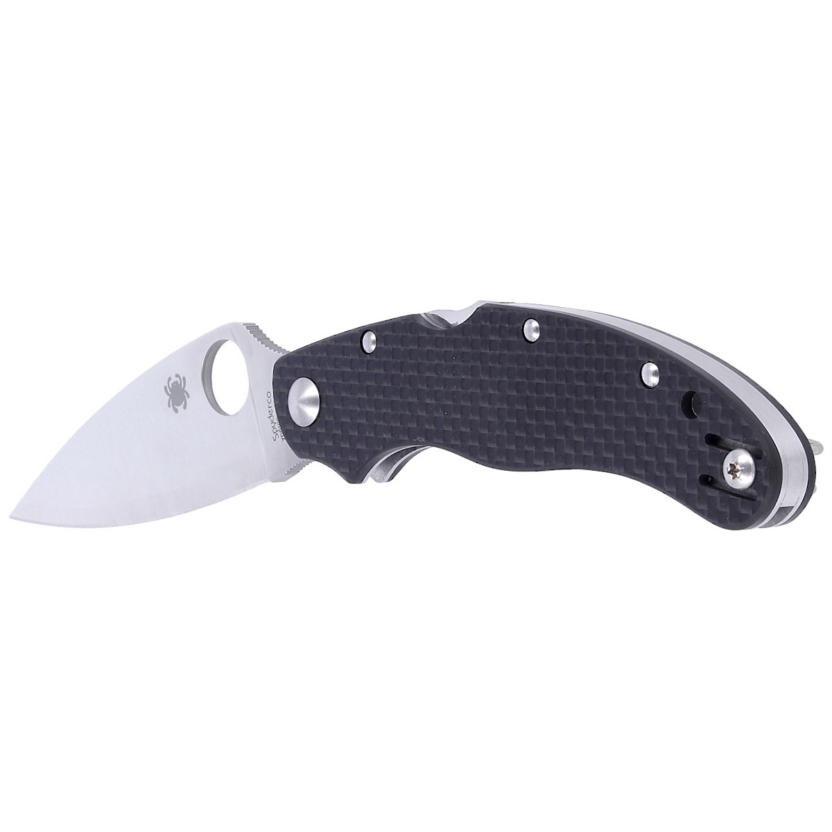 Spyderco Navaja Knife w/ Carbon Fiber (3.875 Satin Plain) C147CFP - Blade  HQ