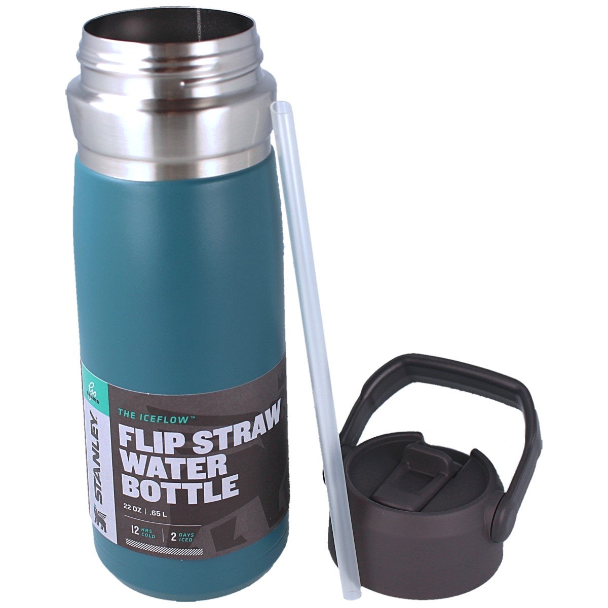 The IceFlow Flip Straw Water Bottle, 22 OZ