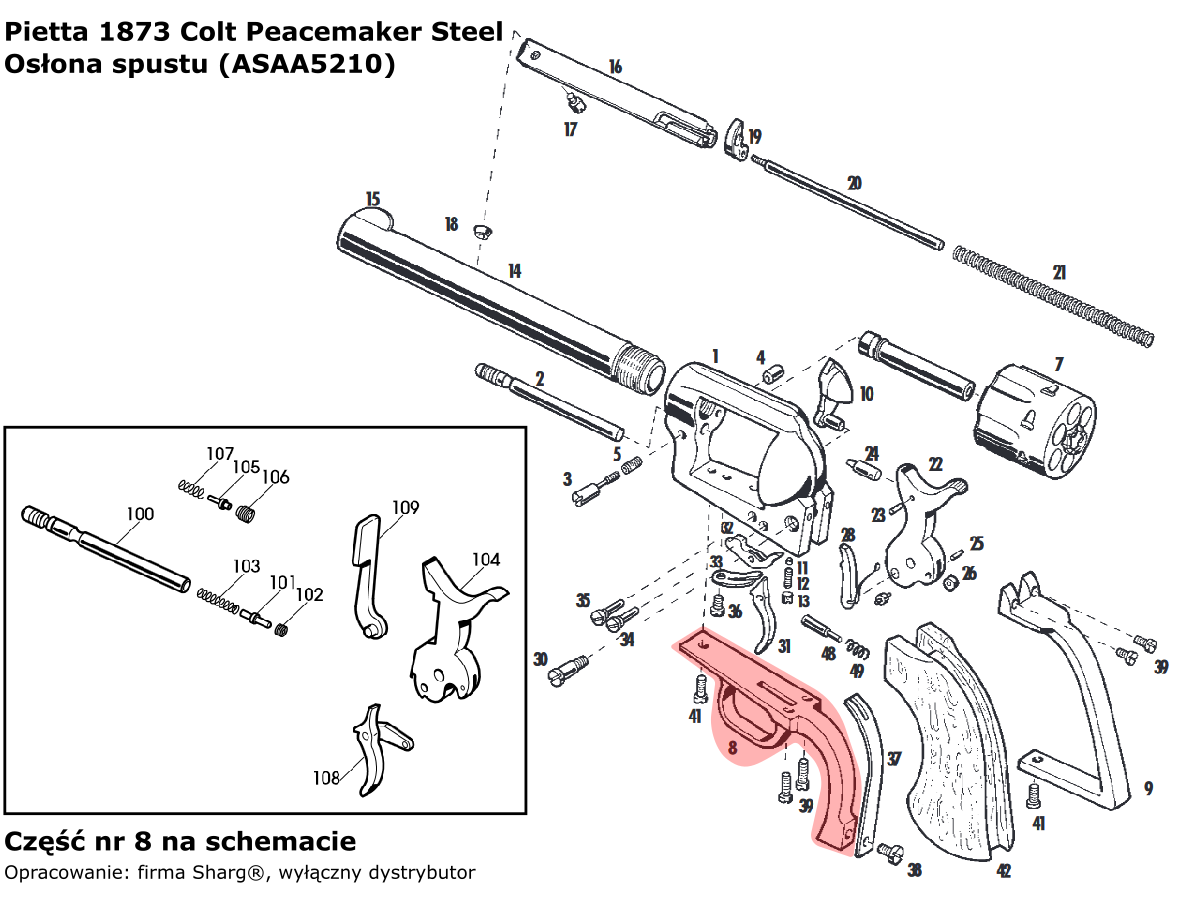 Trigger guard for the Pietta 1873 Colt Peacemaker revolver (ASAA5210 ...