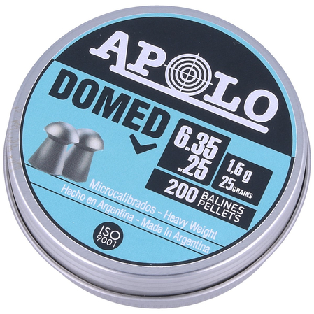 Apolo Domed .25/6.35mm AirGun Pellets, 200 pcs 1.60g/25.0gr (13501)