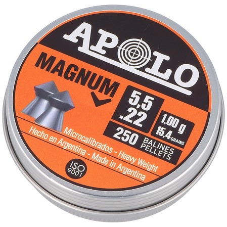 Apolo Magnum Heavy .22/5.5mm AirGun Pellets, 250 pcs 1.00g/15.4gr (13003)