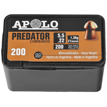 Apolo Predator Copper .22/5.52mm AirGun Pellets, 200 psc 1.36g/21.0gr (19951-2)