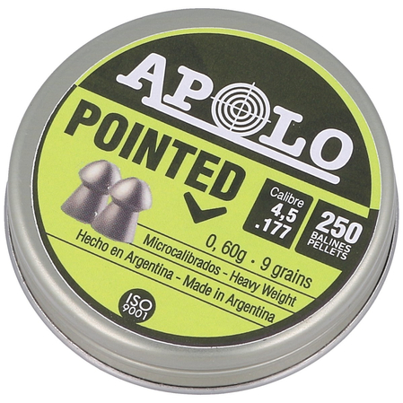 Apolo Premium Pointed .177 / 4.52 mm AirGun Pellets, 250 psc 0.60g/9.0gr (19102-2)