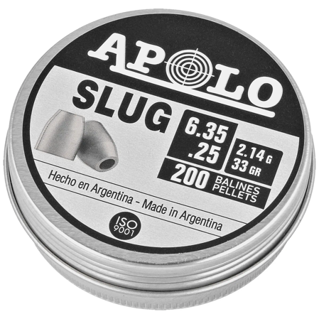 Apolo Slug 33 AirGun Pellets .25/6.35 mm, 200 pcs 2.14g/33.0gr (19303)