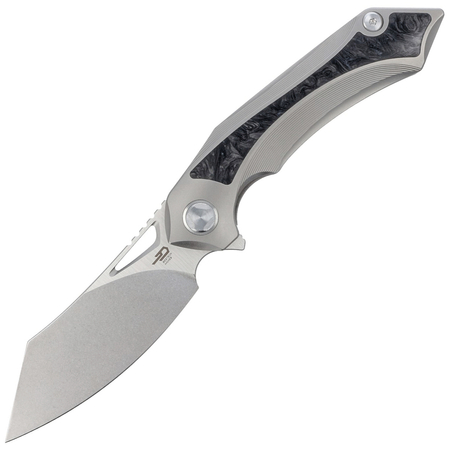 Bestech Knife Kasta Grey Titanium / Marble Carbon Fiber, Mirror Stonewash / Satin M390 by Kombou (BT1909C)