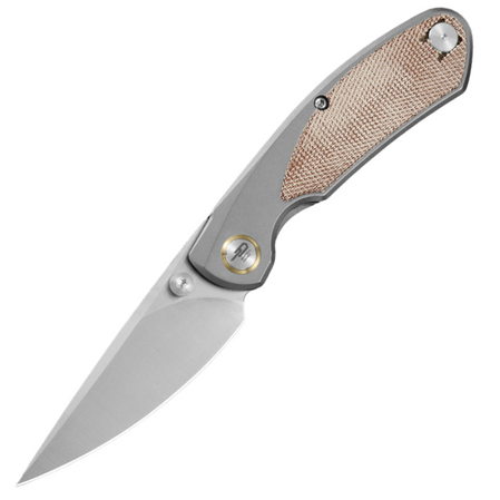 Bestech Knife Lito Titanium / Natural Canvas Micarta, Satin M390 by Ostap Hel (BT2307B)