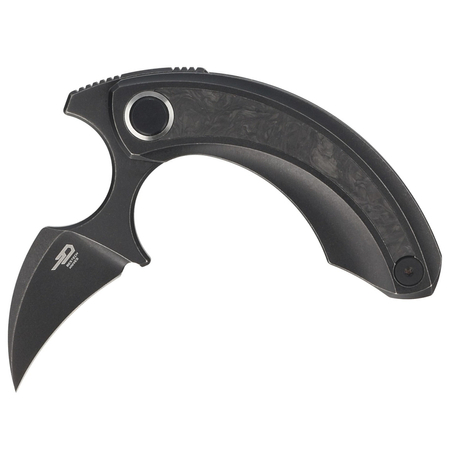 Bestech Knife Strelit Black Titanium / Marble Carbon Fiber, Black Stonewashed M390 by Ostap Hel (BT2103L)