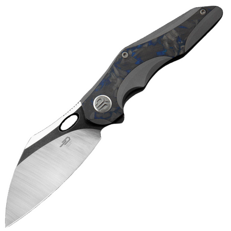 Bestech Nogard Grey Titanium/Black Blue Marbled Carbon Fiber, Satin/Black Stonewashed M390 by Kombou Knife (BT2105A)