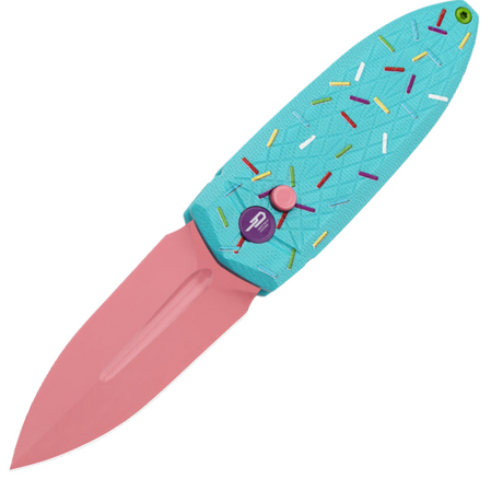 Bestech QUQU Blue/Printed Sprinkle Pattern G10, Pink 14C28N by Gogo Knife (BG57C-1)