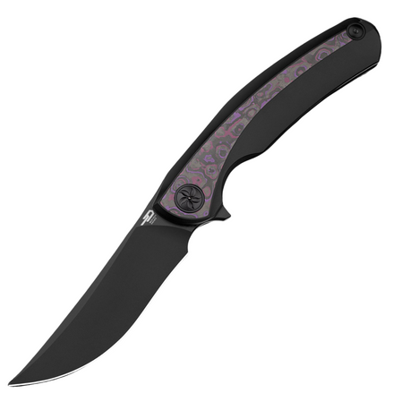 Bestech Sambac Black Titanium/Purple Haze Fat Carbon, Black PVD Magnacut by Ostap Hel Knife (BT2402B)