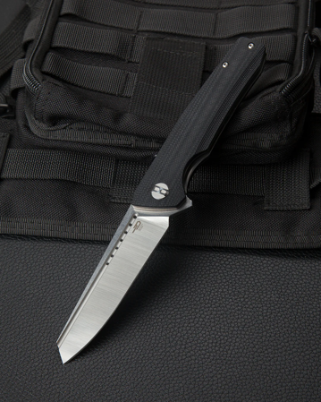 Bestech Slyther Black G10, Stonewashed/Satin 14C28N (BG51A-1)