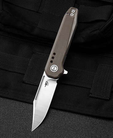 Bestech Syntax Beige G10, Stonewashed/Satin 154CM by Todd Knife and Tool (BG41B)