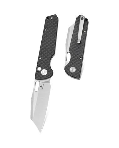 Bestechman Guardian Knife Black CF Pattern G10, Satin D2 (BMK11B)